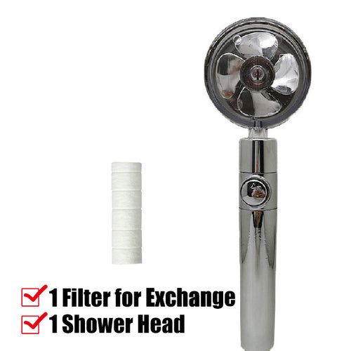 New Turbo Propeller Shower Head Water Saving High Preassure Flow 360