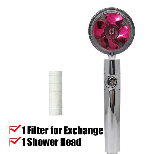 New Turbo Propeller Shower Head Water Saving High Preassure Flow 360