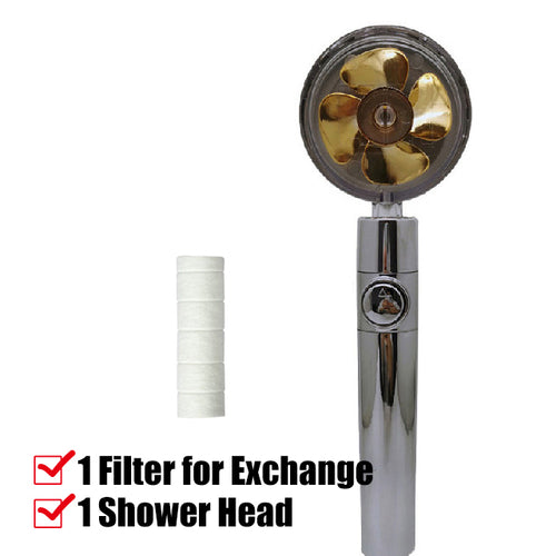 New Turbo Propeller Shower Head Water Saving High Preassure Flow 360