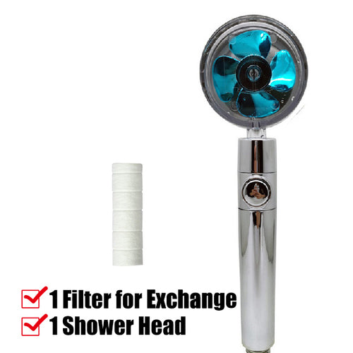 New Turbo Propeller Shower Head Water Saving High Preassure Flow 360