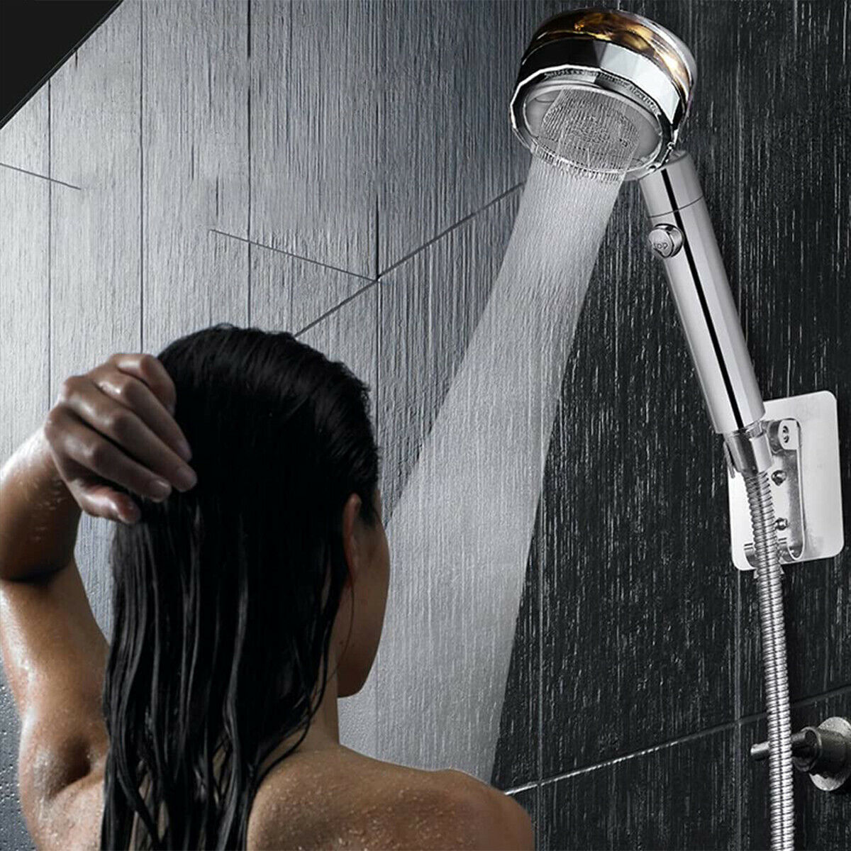 New Turbo Propeller Shower Head Water Saving High Preassure Flow 360