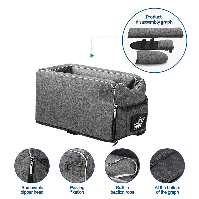 Portable Cat Dog Bed Travel Central Control Car Safety Pet Seat
